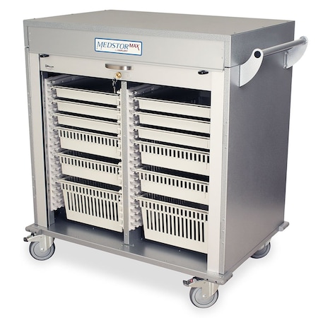 Harloff Half Height Double Column Medical Storage Cabinet, Tambour Door, Key Lock MSPM42-00TK